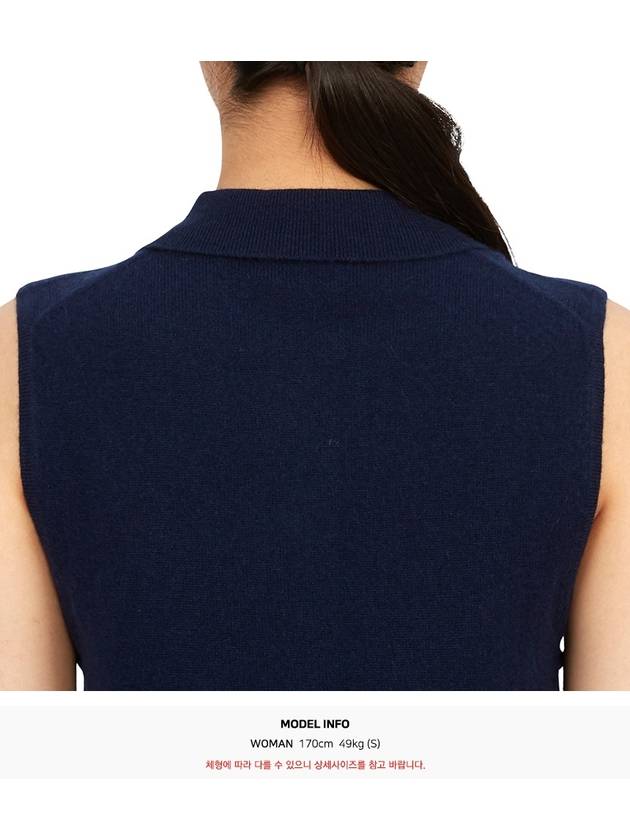 Polo Collar Vest Navy - GANNI - BALAAN 10