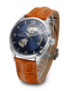 Jazzmaster Open Heart Leather Watch Brown Blue - HAMILTON - BALAAN 5