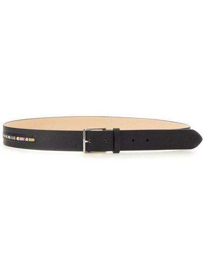 Signature Striped Leather Belt Black - PAUL SMITH - BALAAN 2