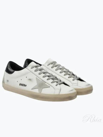 Men's Black Heel Tab Metal Stud Lettering Superstar Low Top Sneakers White - GOLDEN GOOSE - BALAAN 2