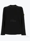 Logo Patch Crew Neck Cotton Nylon Knit Top Black - STONE ISLAND - BALAAN 2