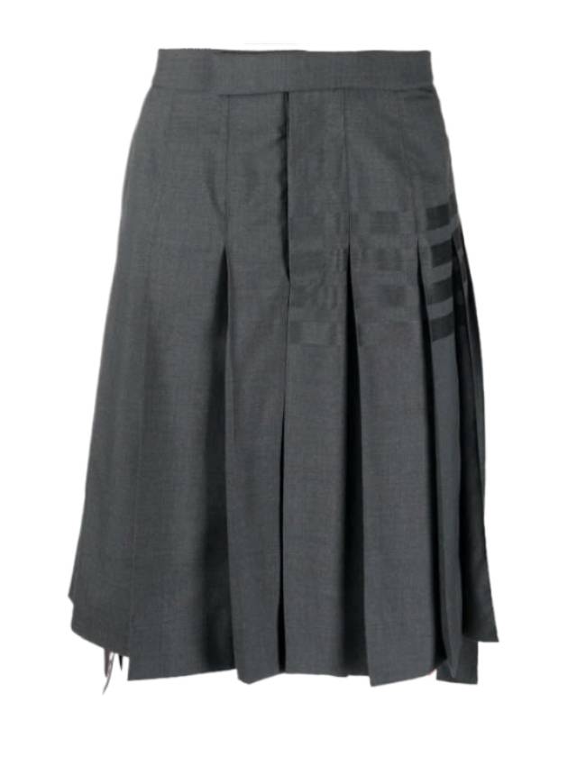 Wool Cashmere Flannel Below Knee Pleats 4 Bar Skirt FGC400V 06393 035 - THOM BROWNE - BALAAN 4