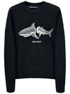 Shark Graphic Print Cotton Sweatshirt Black - PALM ANGELS - BALAAN 2