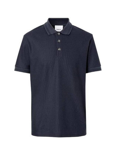 Goldman Enamel Logo Button Cotton Polo Shirt Navy - BURBERRY - BALAAN 1