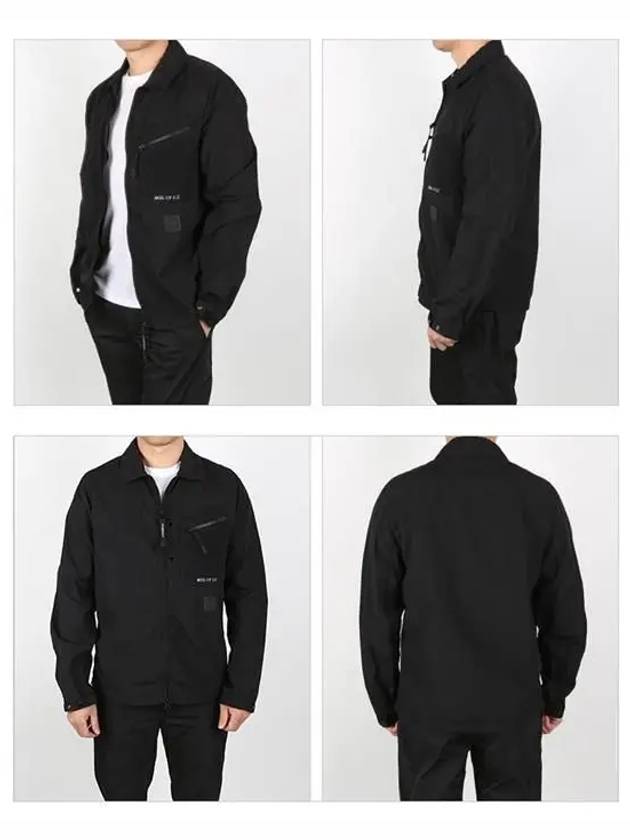 Flatt Nylon Logo Patch Zip Up Long Sleeve Shirt Black - CP COMPANY - BALAAN 3