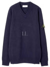 Wappen Patch V Neck Knit Top Navy - STONE ISLAND - BALAAN 2