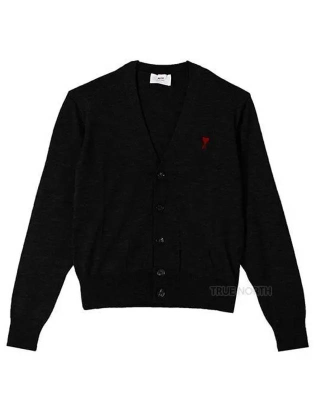 Heart Logo Wool Cardigan Black - AMI - BALAAN 2