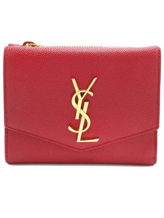 Women s Leather Bicycle Wallet Red Saint Laurent 582296 Grande Poudre Uptown Flap - SAINT LAURENT - BALAAN 1