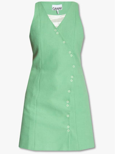 Suiting Sleeveless Short Dress Women's Green - GANNI - BALAAN 1