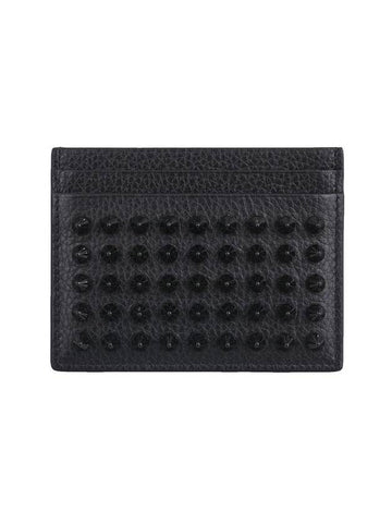 Chios Spike Card Wallet Black - CHRISTIAN LOUBOUTIN - BALAAN.