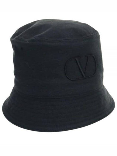 V Logo Signature Cotton Bucket Hat Black - VALENTINO - BALAAN 2