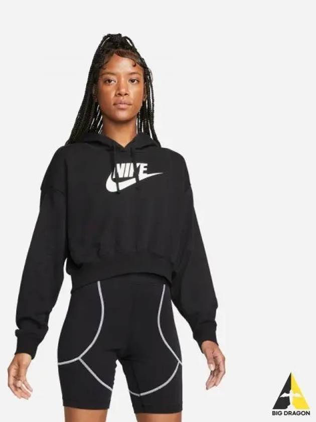 Women's NSW Club Fleece GX Crop Hoodie DQ5850 010 W CLUB FLC CROP HDY - NIKE - BALAAN 2