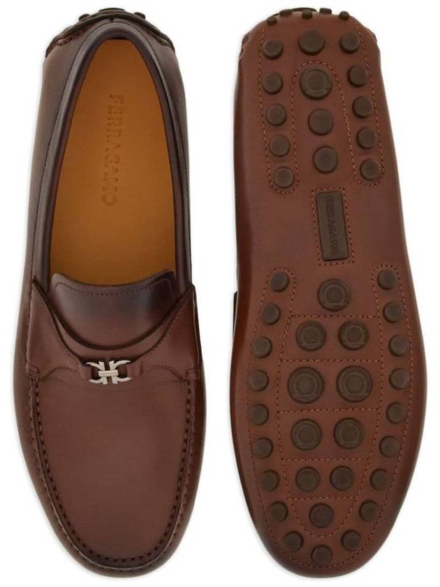 Gancini Leather Driving Shoes Brown - SALVATORE FERRAGAMO - BALAAN 5