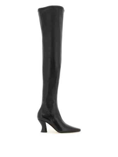 Almond Nappa Leather Heel Long Boots Black - BOTTEGA VENETA - BALAAN 1