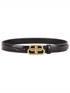 Women's Crocodile Embossed BB Buckle Thin Belt Black - BALENCIAGA - BALAAN 2