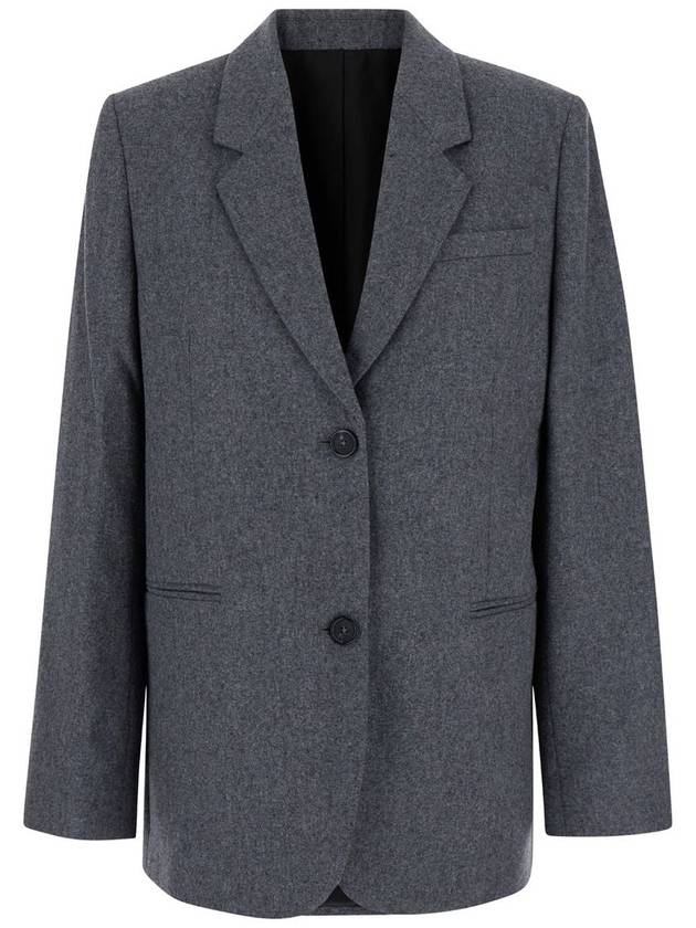 Grey Single-Breasted Jacket With Notched Revers In Wool Blend Woman - TOTEME - BALAAN 6