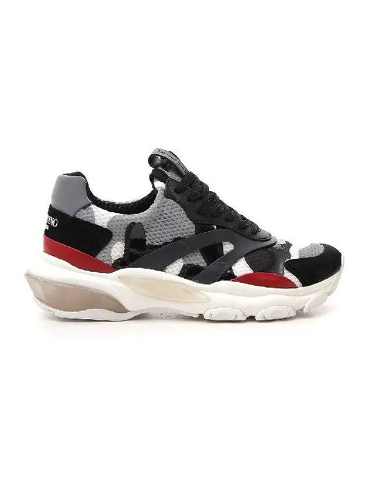 Bounce Camo Low Top Sneakers Black Grey - VALENTINO - BALAAN.