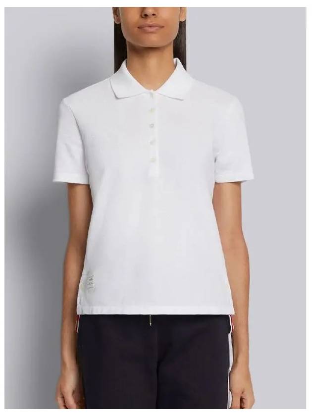 Classic Pique Center Back Stripe Relaxed Fit Short Sleeve Polo Shirt White - THOM BROWNE - BALAAN 6