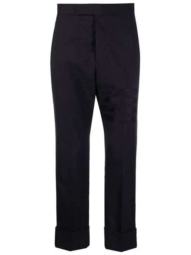 Diagonal Plain Weave Classic Wool Slacks Navy - THOM BROWNE - BALAAN 3