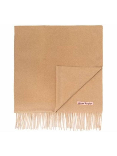 Logo Fringe Cashmere Muffler Dark Camel - ACNE STUDIOS - BALAAN 1