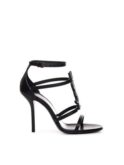 Cassandra Smooth Leather Sandals Heel Black - SAINT LAURENT - BALAAN 2