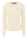 Embroidered Logo Pony Cable Knit Top Cream - POLO RALPH LAUREN - BALAAN 2