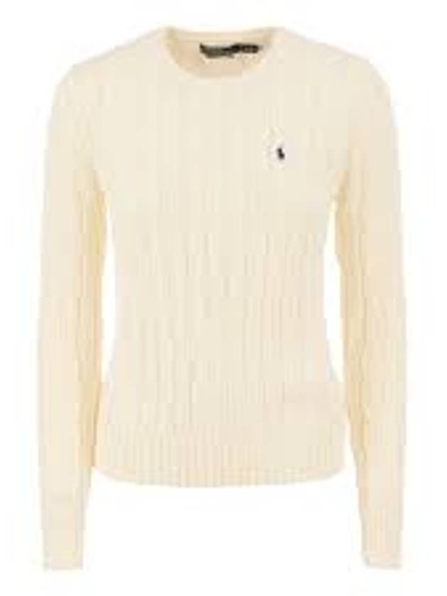 Embroidered Logo Pony Cable Knit Top Cream - POLO RALPH LAUREN - BALAAN 2