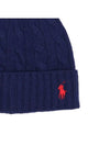 Embroidered Logo Cable Knit Beanie Navy - POLO RALPH LAUREN - BALAAN 5