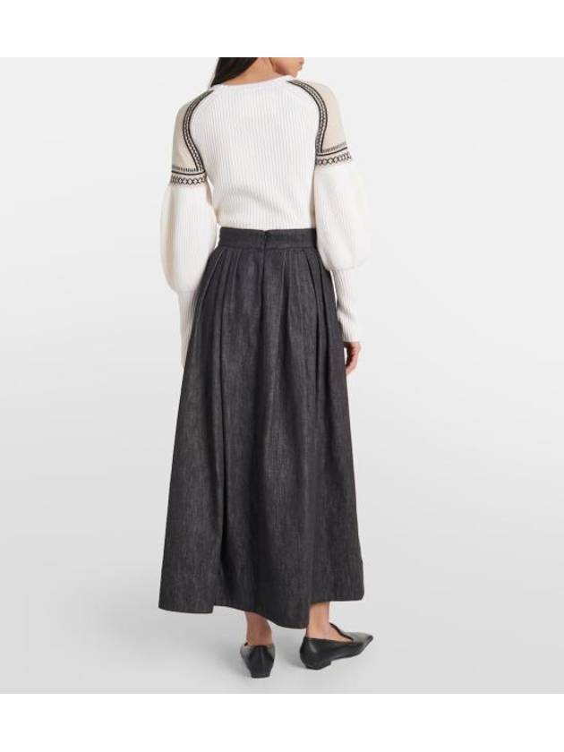 Dindy Cotton Long Pleated Skirt Black - MAX MARA - BALAAN 4