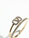 V Logo Metal Swarovski Crystal Ring Gold - VALENTINO - BALAAN 2