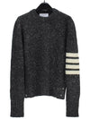 Diagonal Striped Mohair Wool Knit Top Dark Grey - THOM BROWNE - BALAAN 2