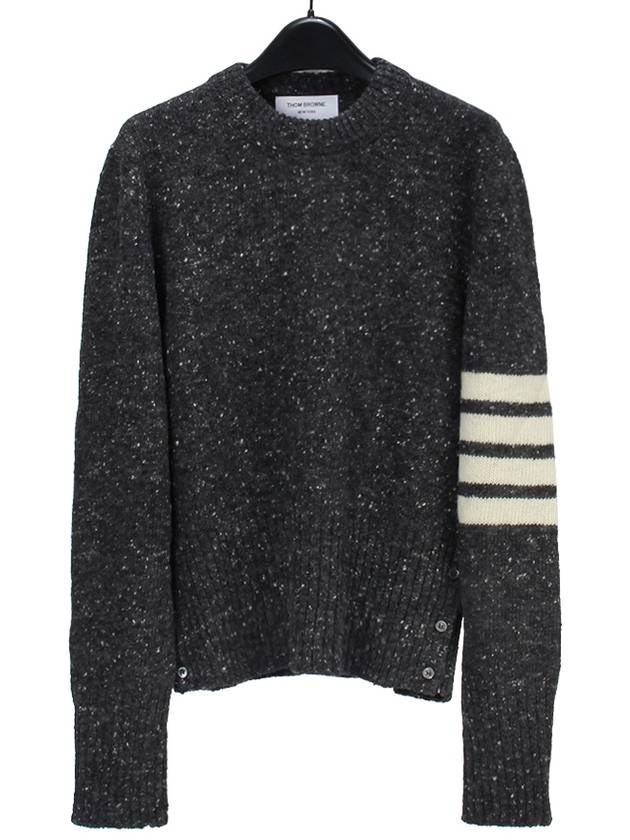 Diagonal Striped Mohair Wool Knit Top Dark Grey - THOM BROWNE - BALAAN 2