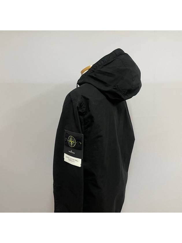 Cotton Twill Stretch Hooded Jacket Black - STONE ISLAND - BALAAN 5