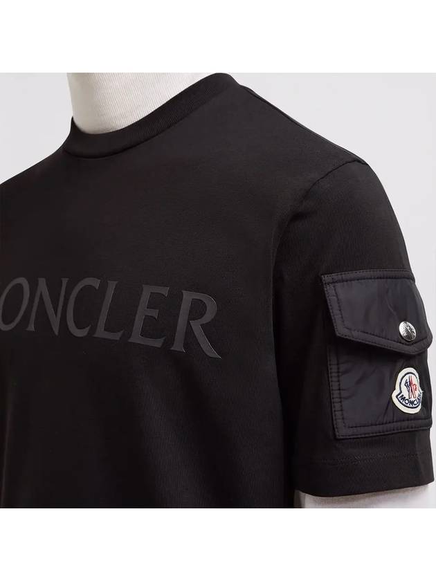 Laminated Logo Short Sleeve T-Shirt Black - MONCLER - BALAAN 6