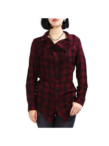 Women's Check Long Sleeve Shirt Red - ISABEL MARANT - BALAAN 1