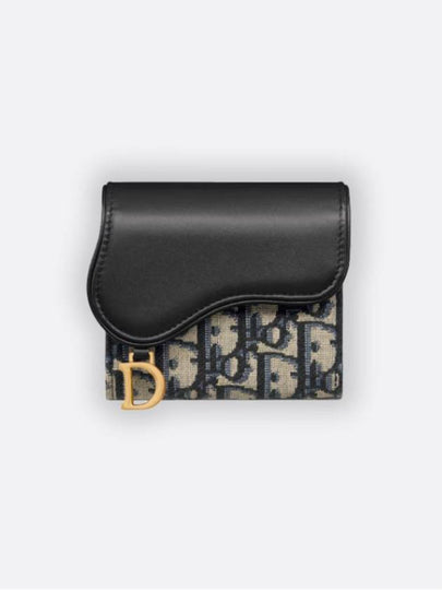 Saddle Lotus Oblique Jacquard Smooth Calfskin Wallet Blue - DIOR - BALAAN 2