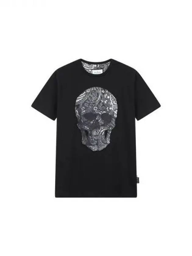 Men's Paisley Skull Patch T-Shirt Black 271249 - PHILIPP PLEIN - BALAAN 1