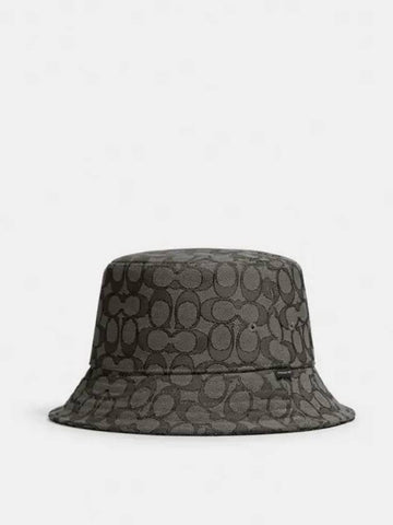 Signature Jacquard Bucket Hat Charcoal - COACH - BALAAN 1