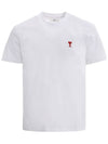 Small Heart Logo Short Sleeve T-Shirt White - AMI - BALAAN 3