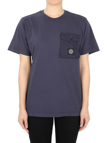 Stone Waffen Patch Pocket Short Sleeve Blue Navy 781620247 V0026 14A Can be worn by adults - STONE ISLAND - BALAAN 1