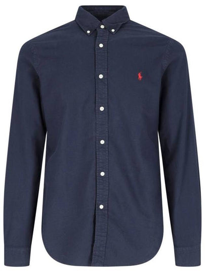 Men's Slim Fit Button Down Long Sleeve Shirt Navy - POLO RALPH LAUREN - BALAAN 2