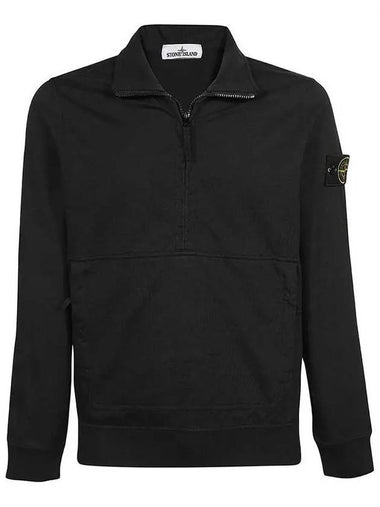 Wappen Patch Half Zip Sweatshirt Black 7415 63750 V0029 - STONE ISLAND - BALAAN 1