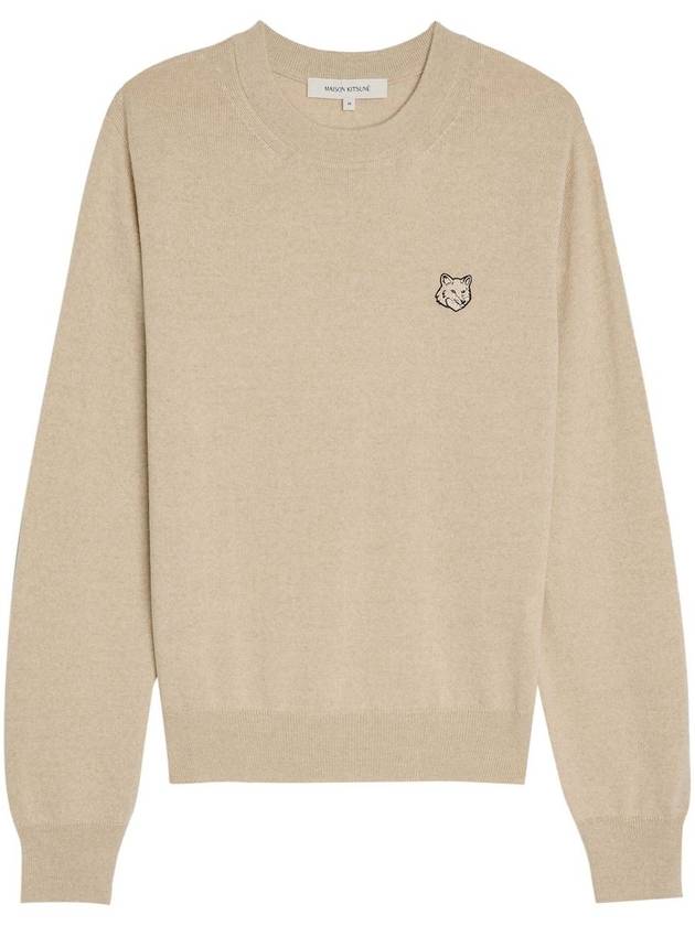 Bold Fox Head Wool Knit Top Light Beige Melange - MAISON KITSUNE - BALAAN 2