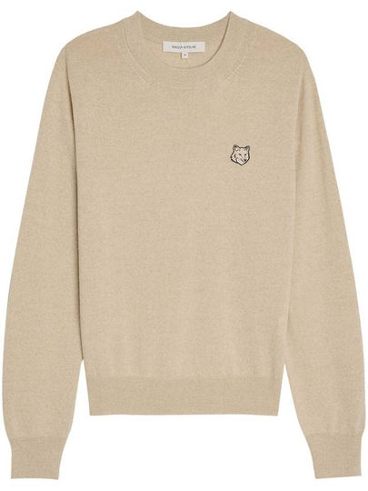 Bold Fox Head Wool Knit Top Light Beige Melange - MAISON KITSUNE - BALAAN 2