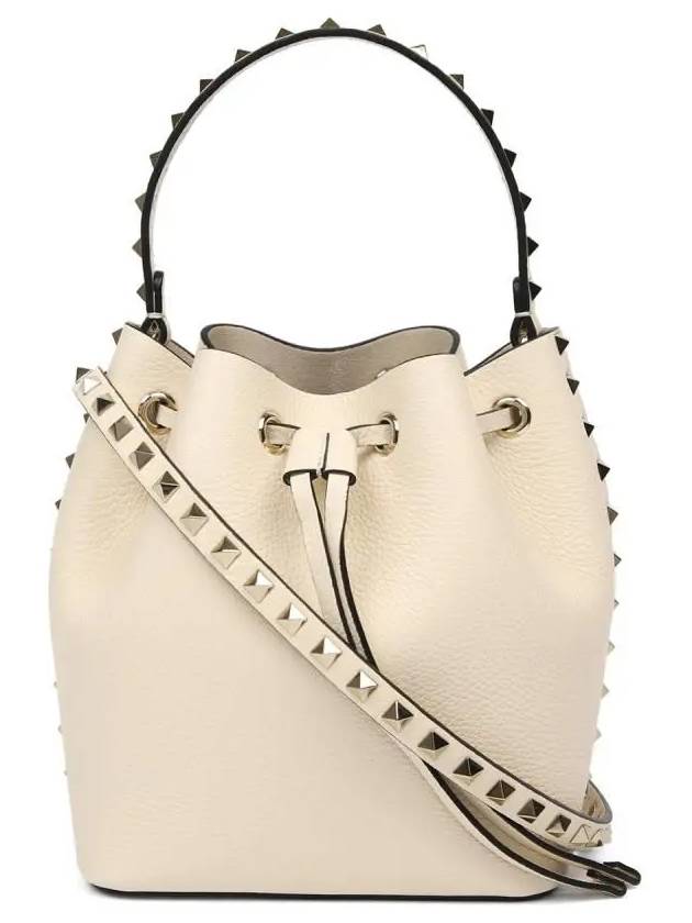 Rockstud Drawstring Bucket Bag White - VALENTINO - BALAAN 2