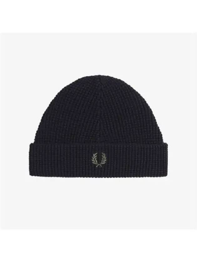 Fred Perry Waffle Knit Cotton Beanie Black CFPU2438130 102 - FRED PERRY - BALAAN 1