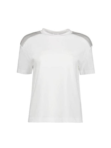 Shiny Shoulder Cotton Short Sleeve T-Shirt White - BRUNELLO CUCINELLI - BALAAN 1