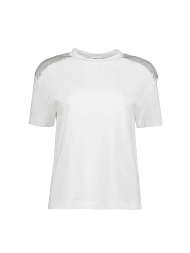 Shiny Shoulder Cotton Short Sleeve T-Shirt White - BRUNELLO CUCINELLI - BALAAN 1