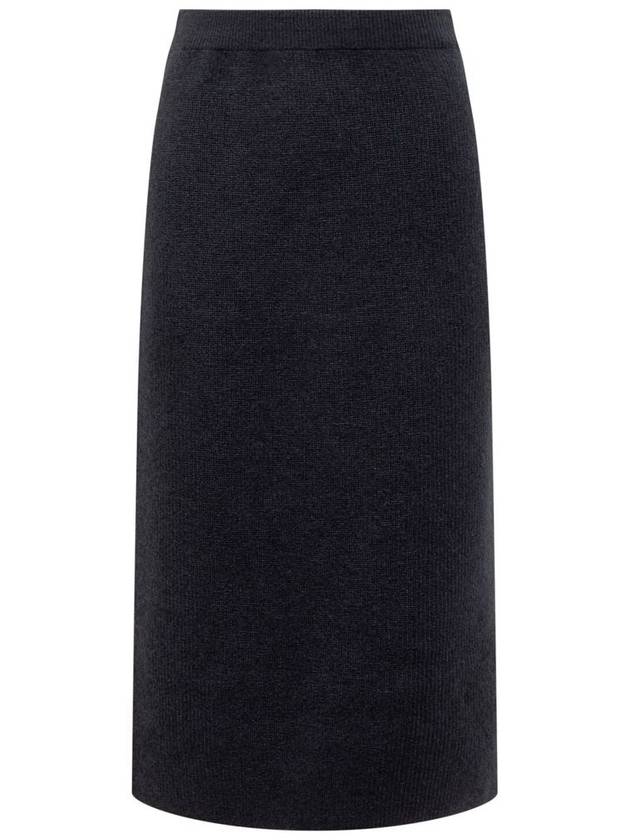 Blue Pencil Skirt In Ribbed Wool Blend Woman - FABIANA FILIPPI - BALAAN 1