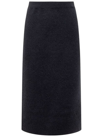 Blue Pencil Skirt In Ribbed Wool Blend Woman - FABIANA FILIPPI - BALAAN 1